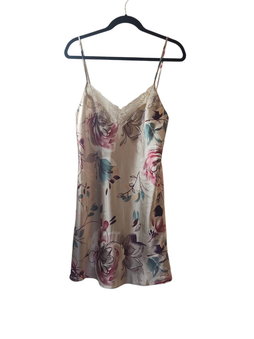Valerie Stevens Vintage Style Y2K Chemise Floral Slip Dress Size S